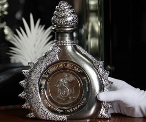 The bottle, made with 4,100 brilliant-cut diamonds and 2.380 kg of pure platinum, is