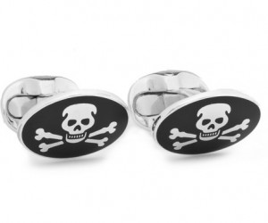 Sterling silver cufflinks from Ralph Lauren Purple Label with oval studs, enamel inse...
