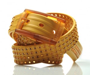 Tie-ups Glam Pins is the first studded belt made of 100% recyclable plastics, an inno...