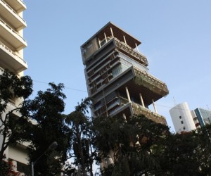 The $1 billion (&pound;630 million), 27 storey tower block in Mumbai is the home of Mukesh...