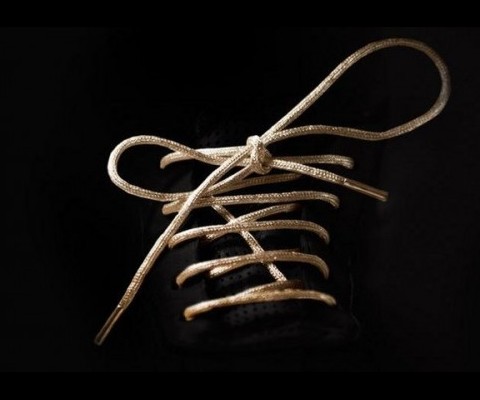 This item definitely falls under the category of �who in the world would buy this?� This set of Gold Shoelaces costs $19,000 and will really make your new Nike�s stand out!