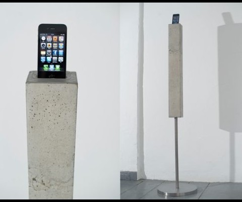 Constructed out of solid concrete, this iPhone & iPod docking tower is unlike any other piece of technology we've seen..certainly more sculptural than anything.