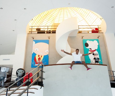 Opening his home up to the lens of au-currant lifestyle photographer Todd Selby, Pharrell Williams showcases a Miami. pad with an impressive - if not overwhelming - collection of artworks by Kaws, Takashi Murakami, Keith Haring, and Louis Vuitton, among others. If he ever needs someone to house sit while he's out living the rock star life, we hope he gives us a call.