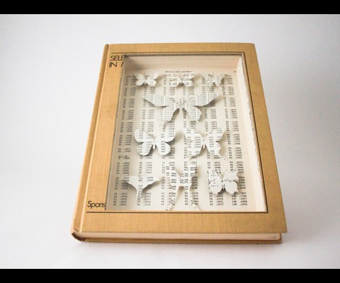 
Jaw dropping and clever, the St. Louis based artist Julia Field shares her amazing book carvings, which seems to be a theme with us given this recent post.  Not one to be abstract, she smartly plays with themes drawn from the content of her chosen mediums, using the respective tomes to inform her work.