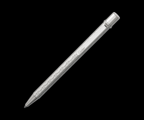 It�s sleek palladium finish is stamped with the Cartier logo, but not in an in-your-face sort of way. Everything about this pen is low key and elegant, from it�s slim dimensions to its smooth-rolling black ballpoint.