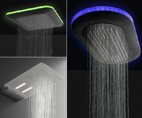 Designer Danilo Fedeli has designed an array of LED showers in the Light series. The shower heads are available in different shapes - oval, square and rectangular - with LED lights of different colors to match your taste.