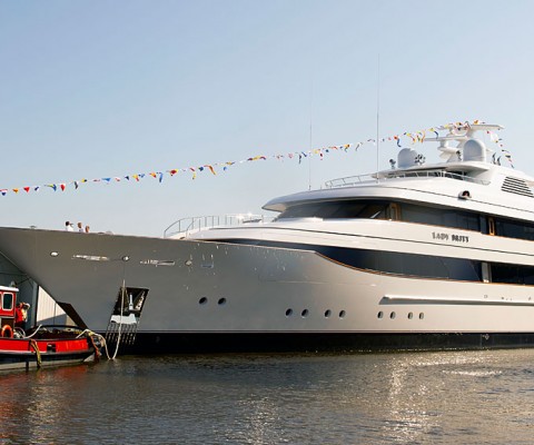 The Feadship group escorted another beauty out of its De Vries shed in early October. The 207-foot (63-meter) Lady Britt wowed the crowd with its quintessential Feadship finesse. But one thing sets this steel-and-aluminum megayacht apart: It sports six large lower-deck guest staterooms, two of which convert to full-beam VIP suites, allowing better equality in times of charter. Armed with years of chartering—with Feadships in particular—the Scandinavian owners chose this layout and its many amenities with friends and family cruising in mind, but the yacht is perfect for charter as well.