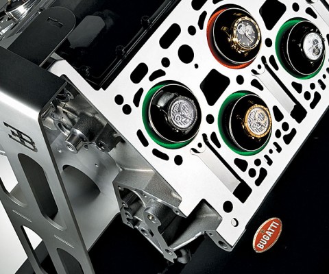 The $98,500 Big Block Winder (www.origin?times.com) is designed around a Bugatti Veyron engine block and accommodates a watch in each of its 16 cylinder cavities.