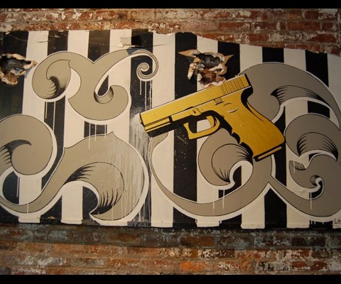 The work of Scott Shuffitt does what good art has long been meant to do, provide an insightful reflection and critique of the times and places in which we live. Combining different types of media to create highly iconic and graphical pieces, his work is almost reminiscent of propaganda works of the former half of the 20th century.